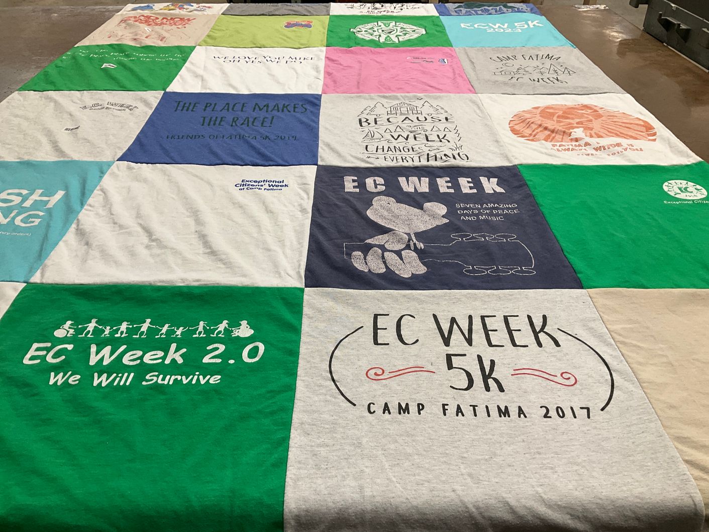 T-shirt quilt with running, community events themes by William from MA