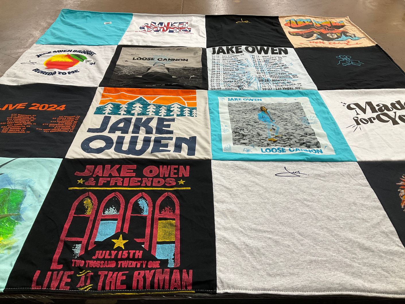 T-shirt quilt with country music themes by Stacy from AZ