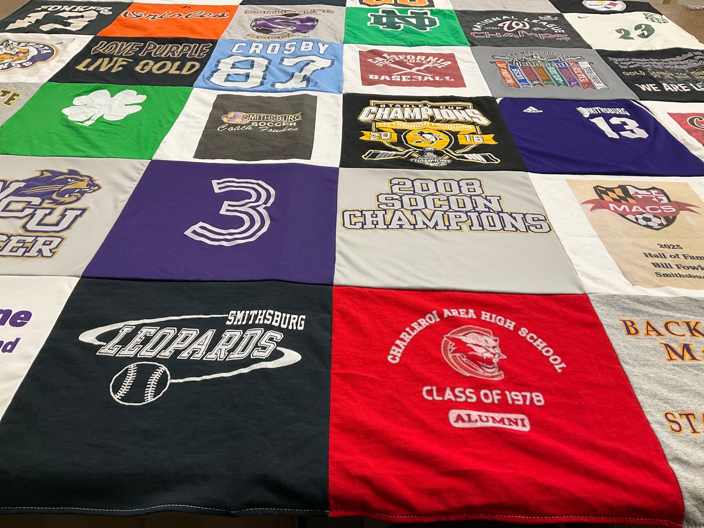 T-shirt quilt from smithsburg high school, charleroi area high school by Jill from MD