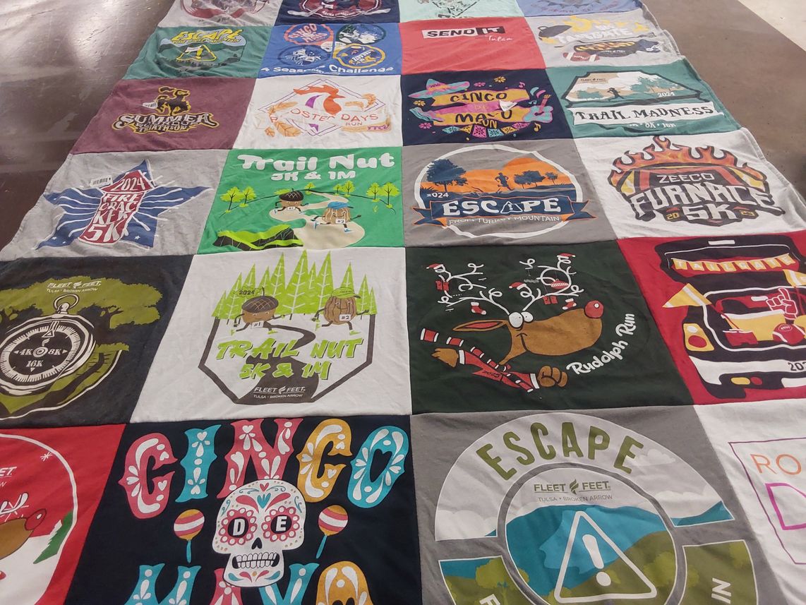 T-shirt quilt with running, races themes by Patrick from OK