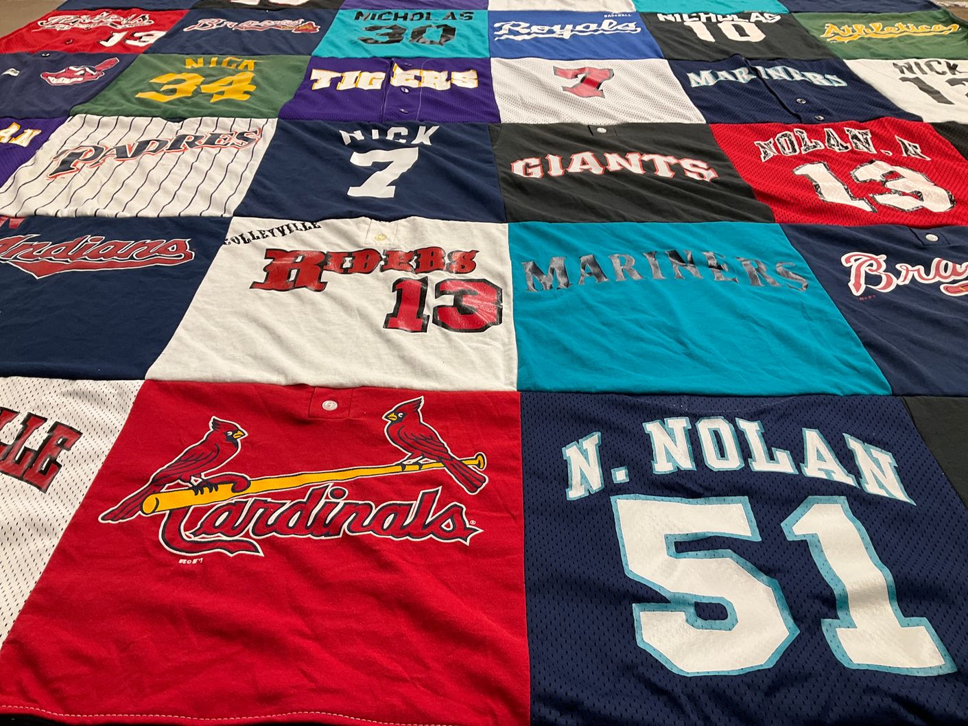 T-shirt quilt featuring st. louis cardinals, seattle mariners by Robin from TX