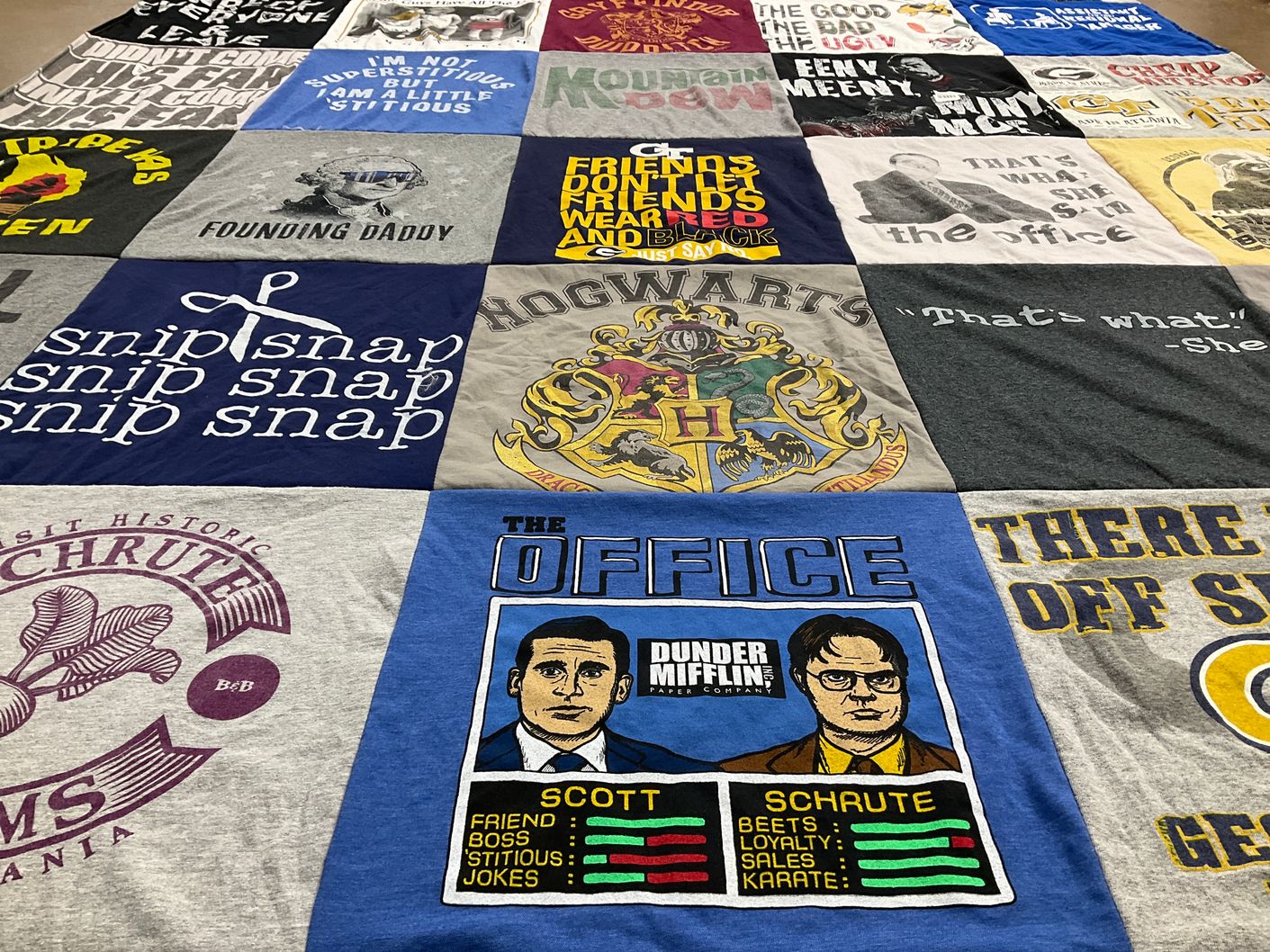 T-shirt quilt from hogwarts school of witchcraft and wizardry by Russell from GA
