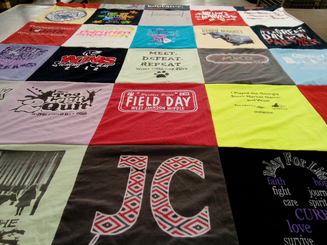 T-shirt quilt from west jackson middle school by Laura from GA