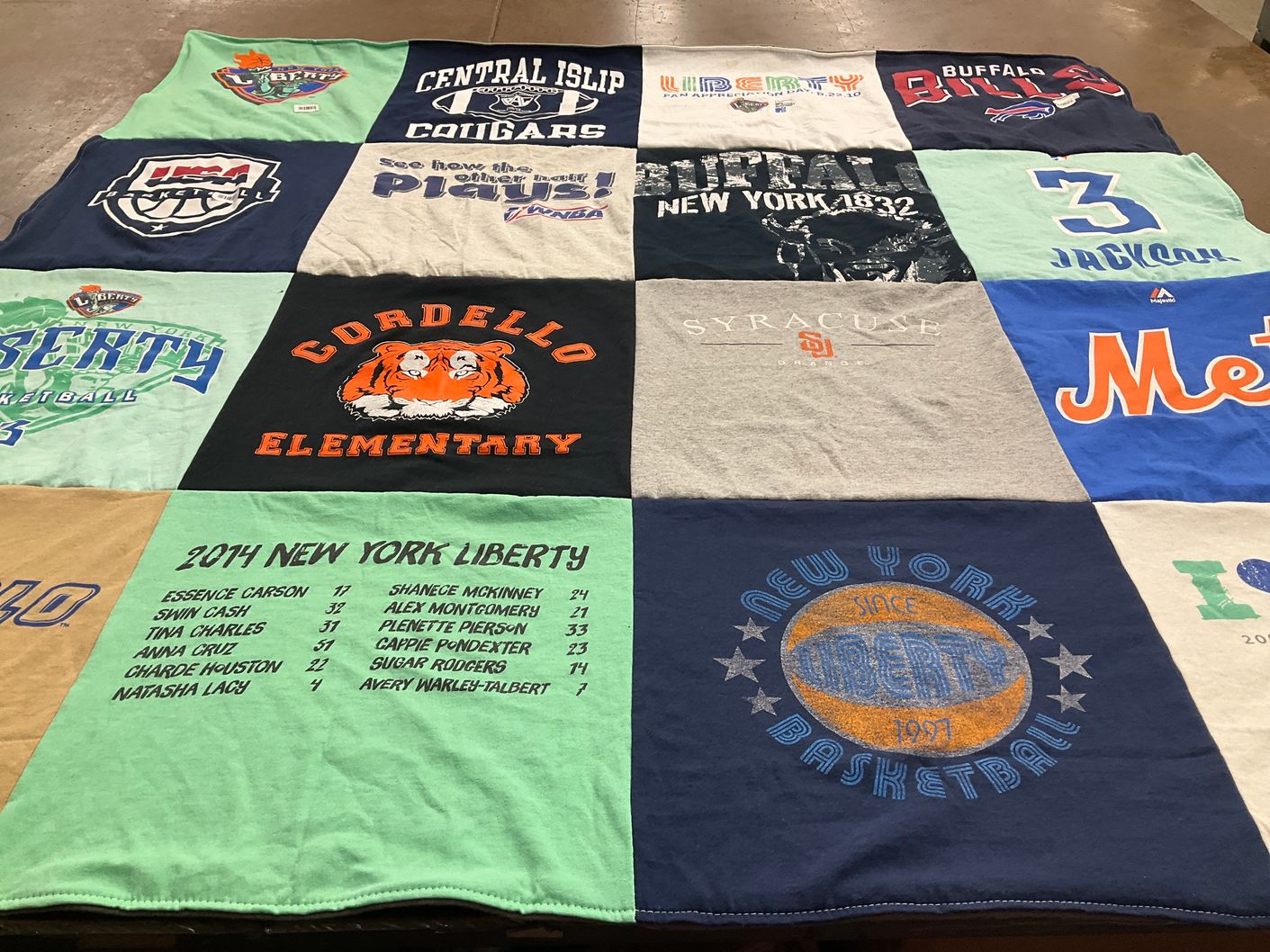 T-shirt quilt featuring new york liberty, buffalo bills by BRENDA from FL