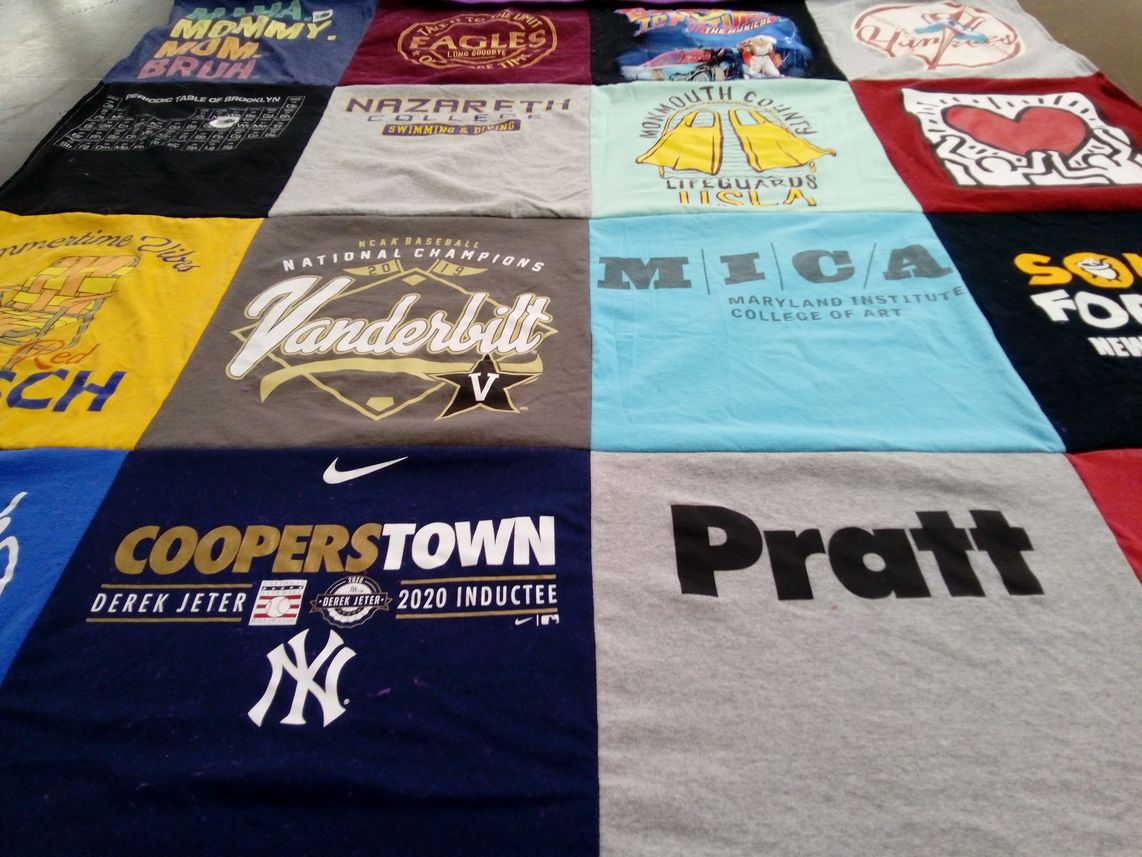 T-shirt quilt from vanderbilt university, nazareth college by Margaret from NJ