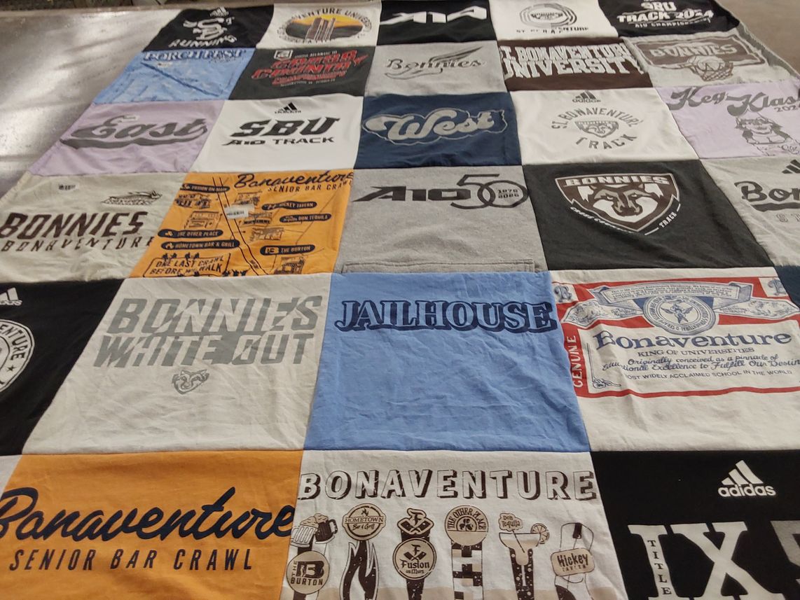 T-shirt quilt featuring st. bonaventure university track by Molly from ON