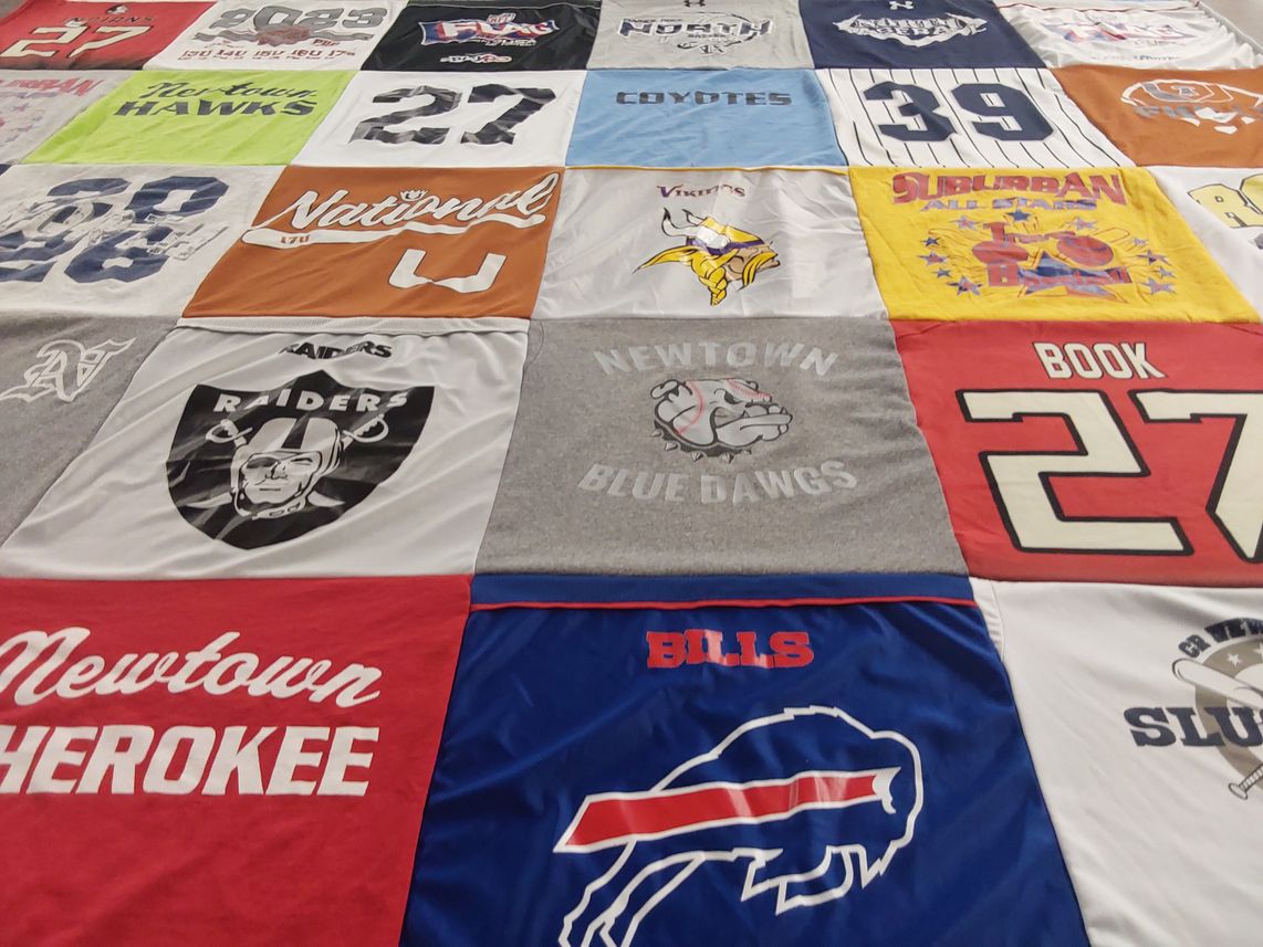T-shirt quilt featuring buffalo bills, raiders by Karyn from PA
