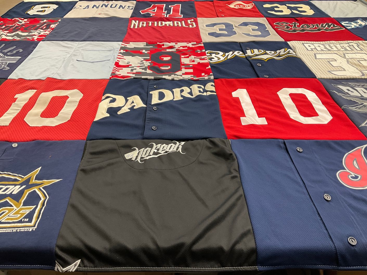 T-shirt quilt featuring san diego padres, milwaukee brewers by Michelle from CA