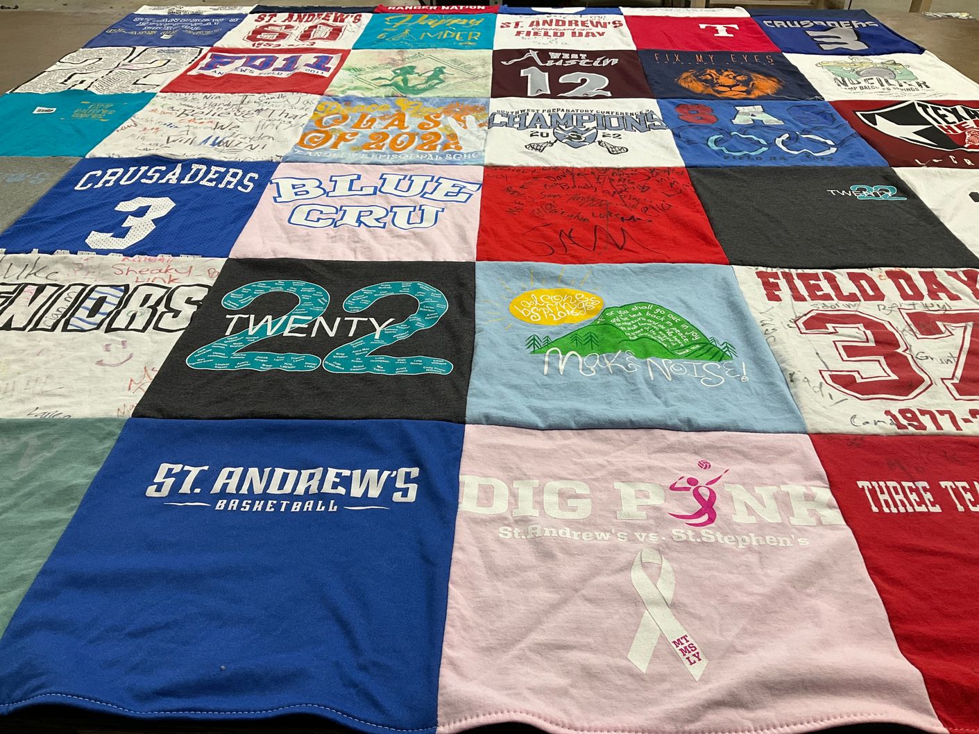 T-shirt quilt from st. andrew's school by Heather from TX