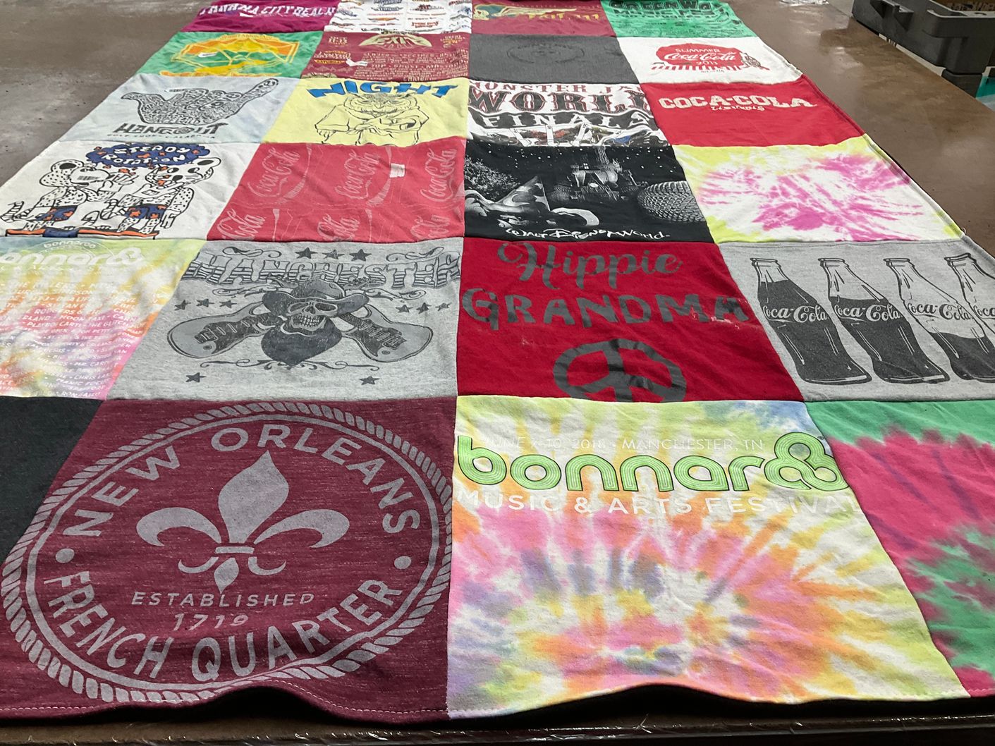 T-shirt quilt with music, arts themes by sheila from TN