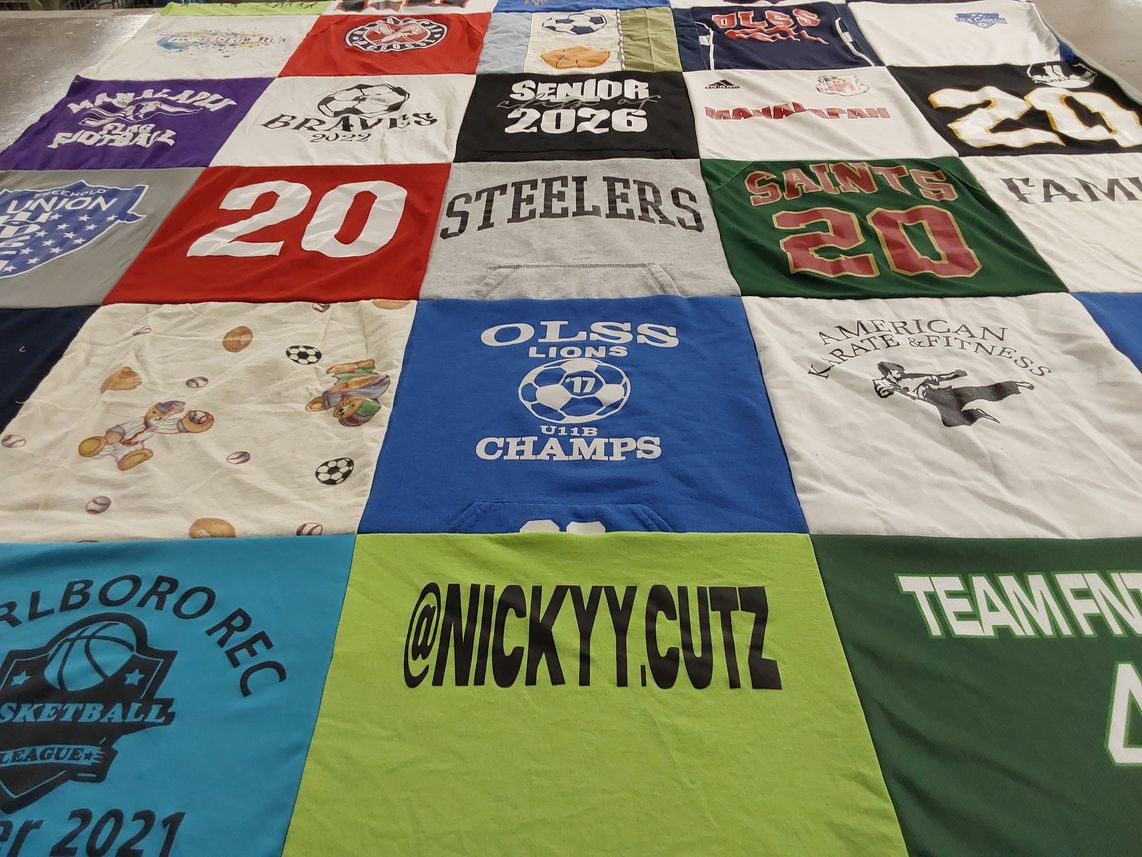 T-shirt quilt featuring old bridge high school, manhattan college by Karen from NJ