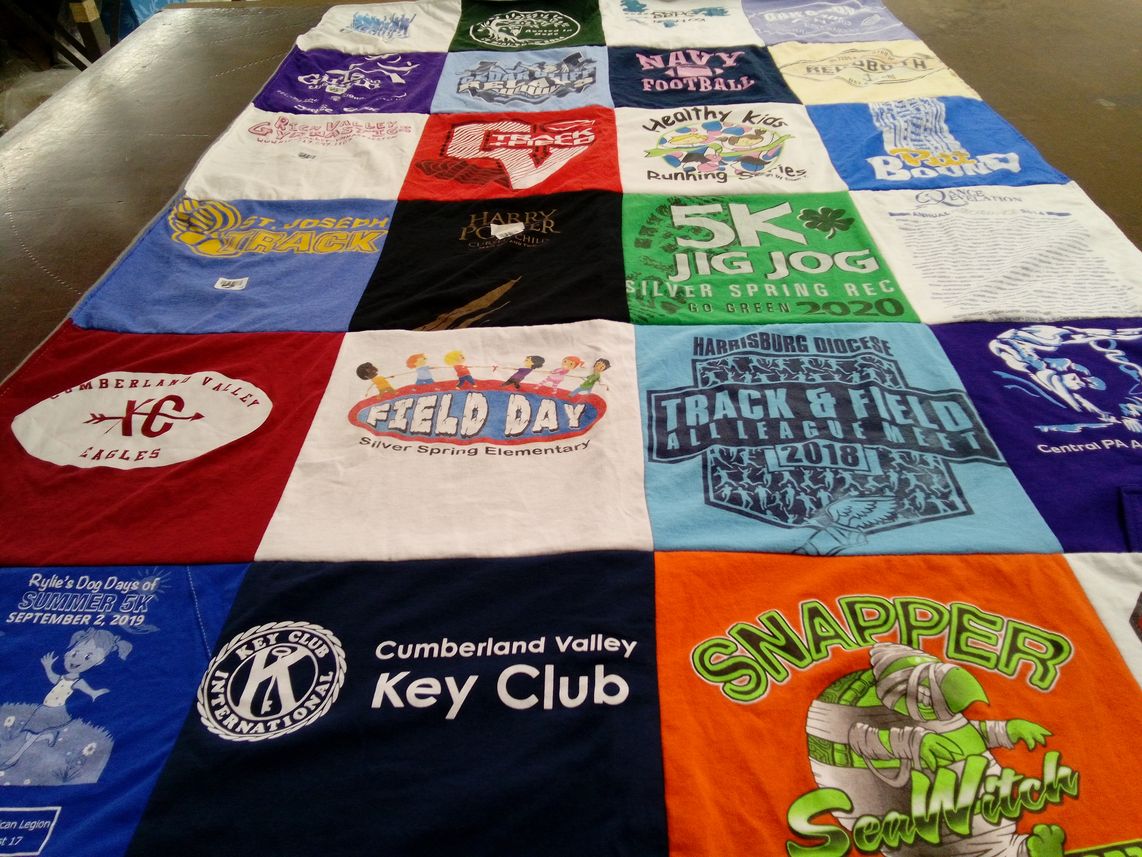T-shirt quilt from cumberland valley high school, silver spring elementary school by Patti from PA