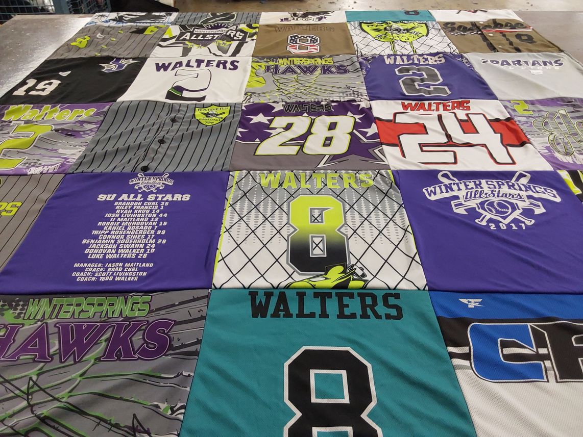 T-shirt quilt featuring winter springs all stars by lisa from FL