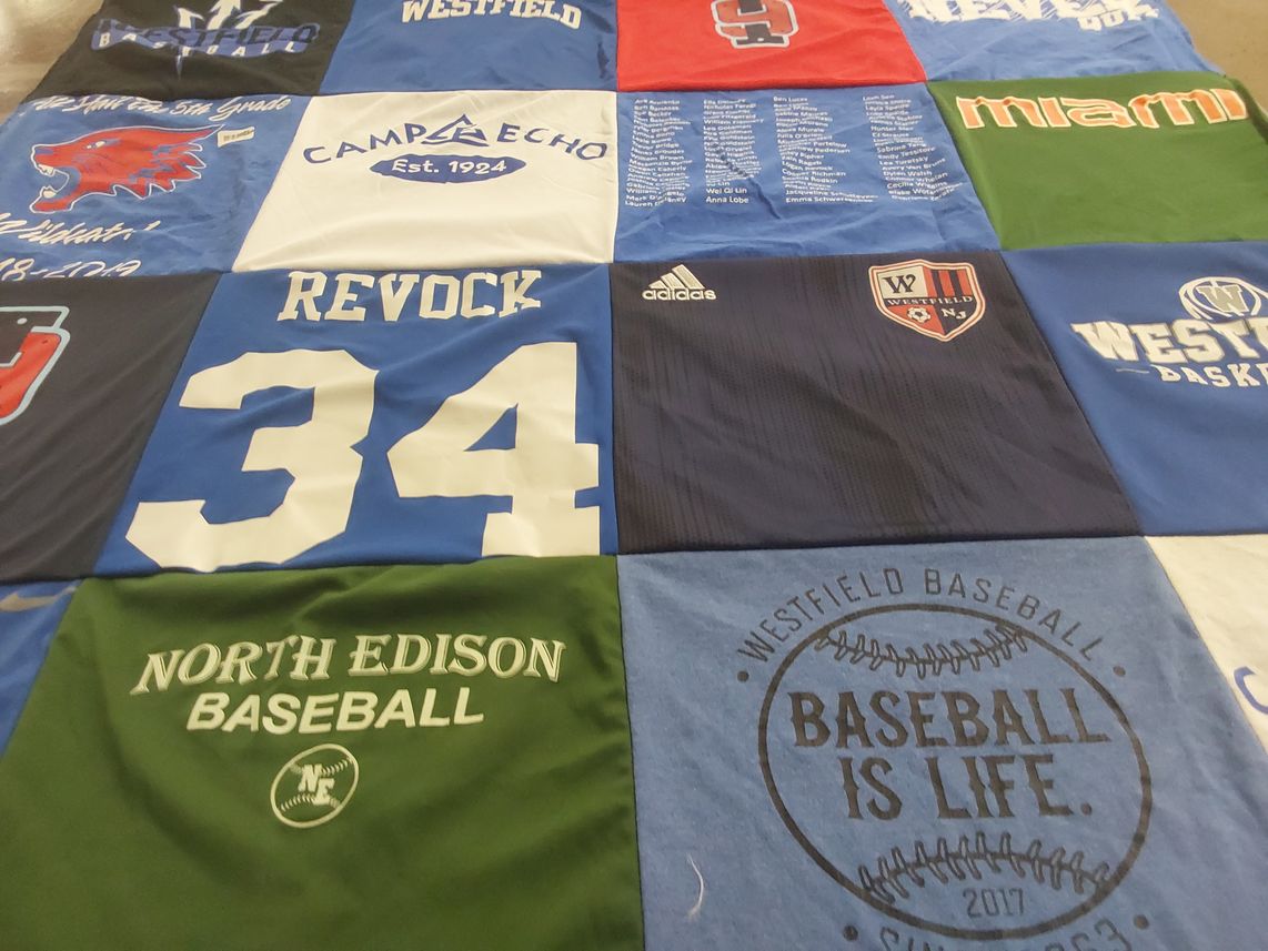 T-shirt quilt featuring westfield high school baseball, westfield high school basketball by Liana from NJ