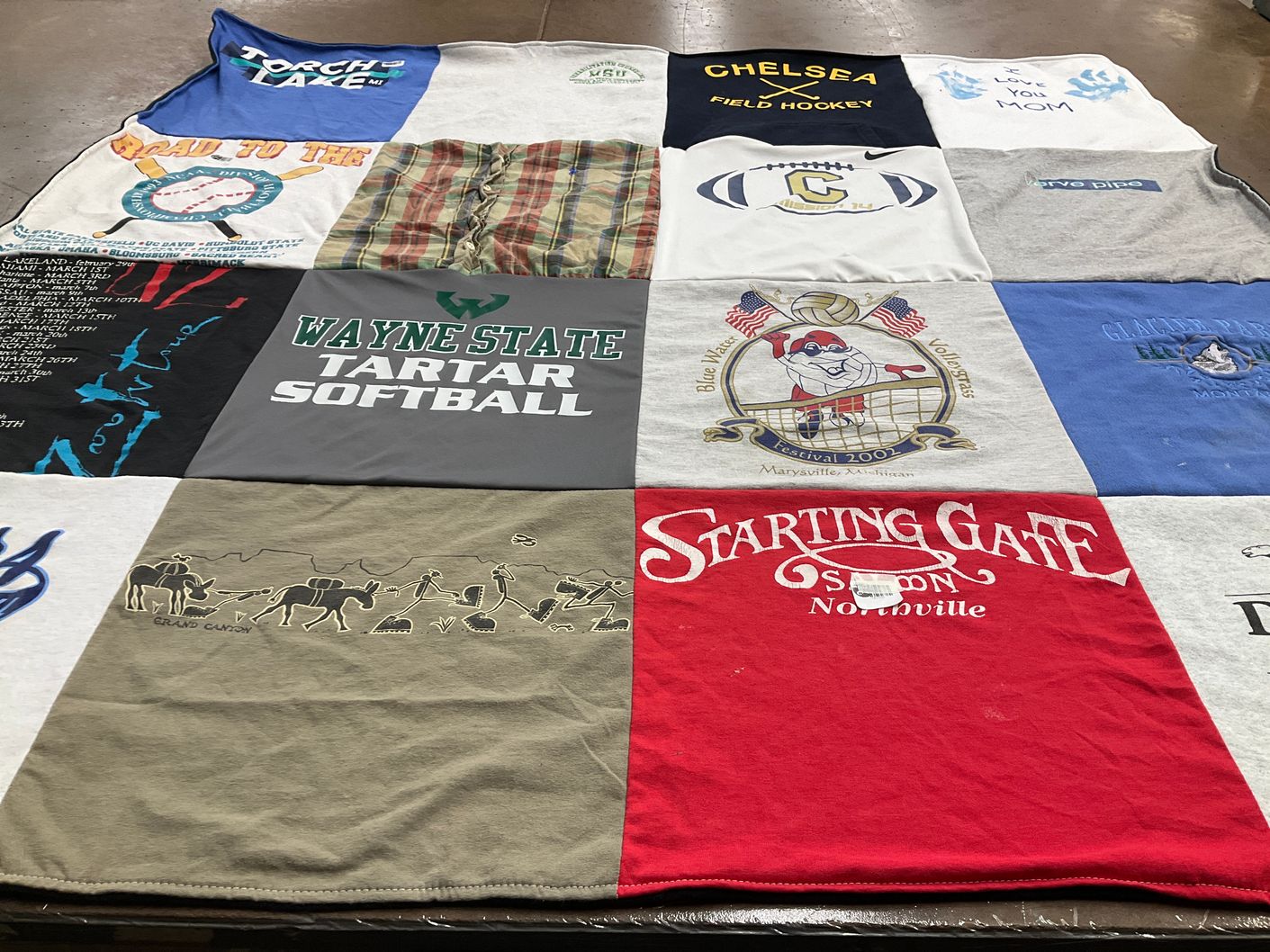 T-shirt quilt featuring chelsea high school field hockey, waynestate tartar softball by Jenny from MI