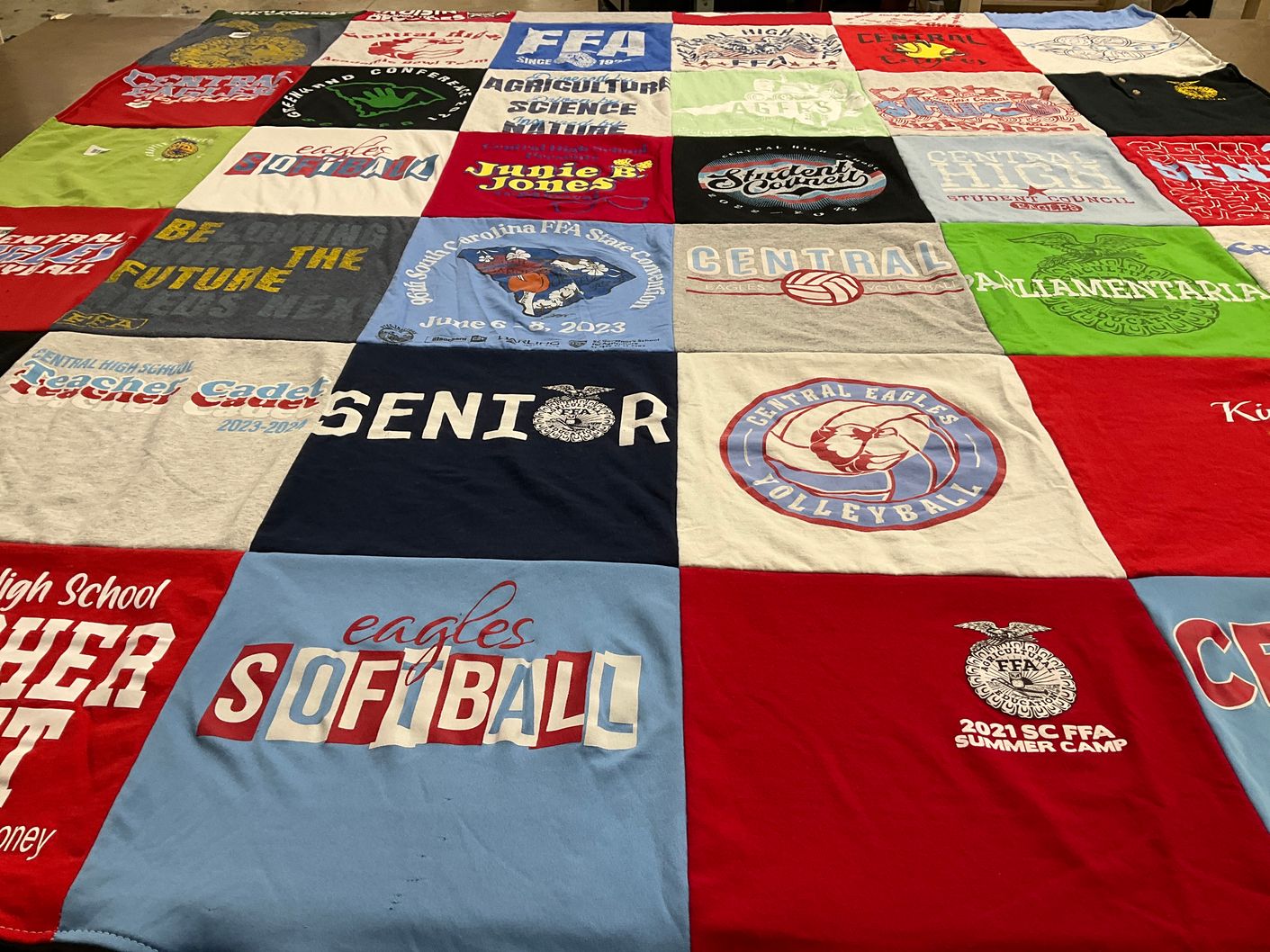 T-shirt quilt featuring central eagles volleyball by Kimberly from SC