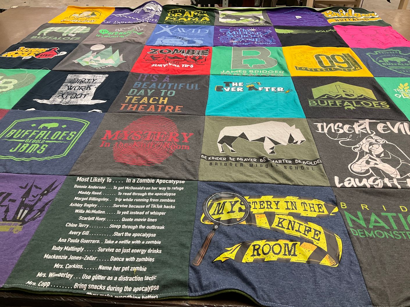 T-shirt quilt featuring bridger buffalos by Sarah from MO