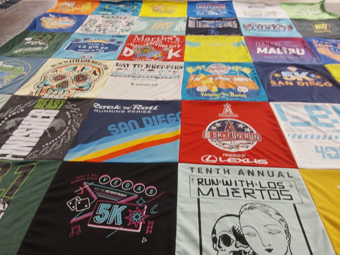 T-shirt quilt with running, events themes by Jimmy from CA