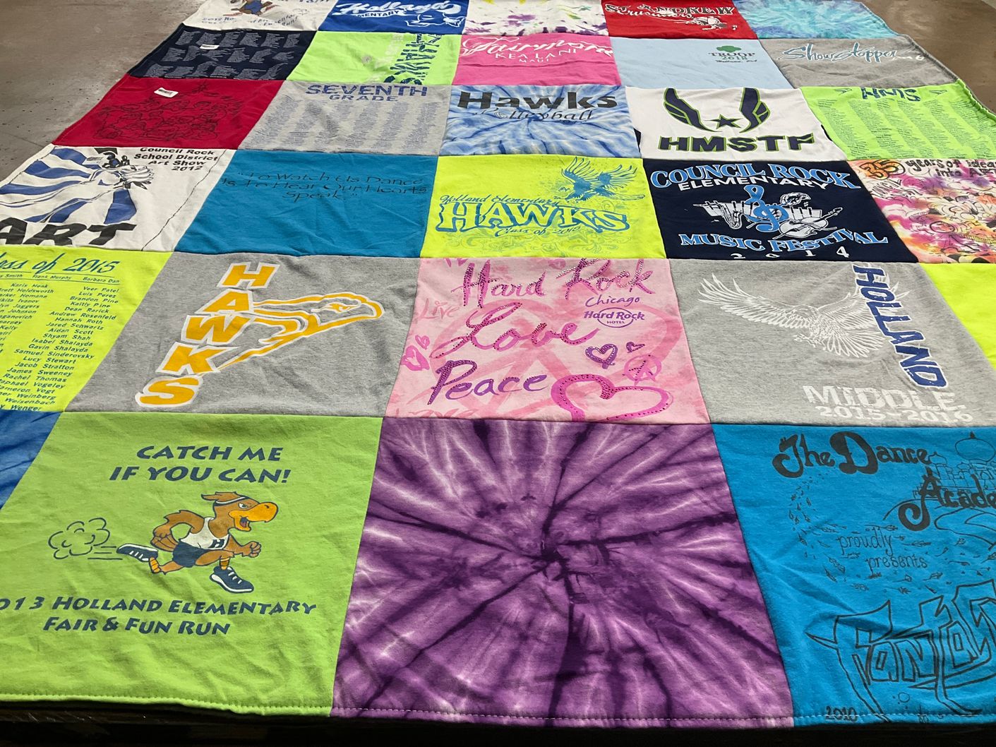 T-shirt quilt from holland elementary school, council rock elementary school by Jacqueline from PA