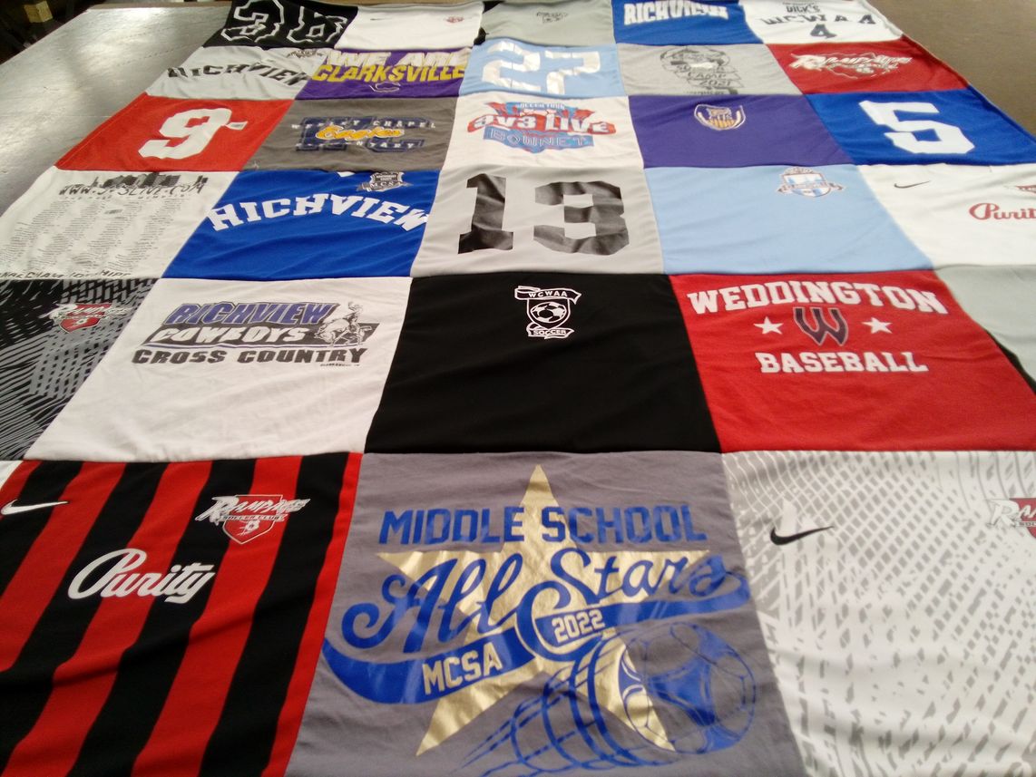 T-shirt quilt from richview middle school, weddington high school by Laurie from TN