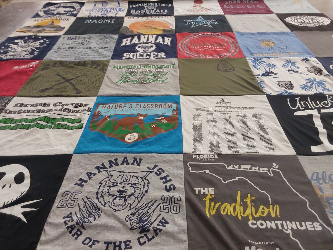 T-shirt quilt from hannan junior high school, marshall university by Amy from WV