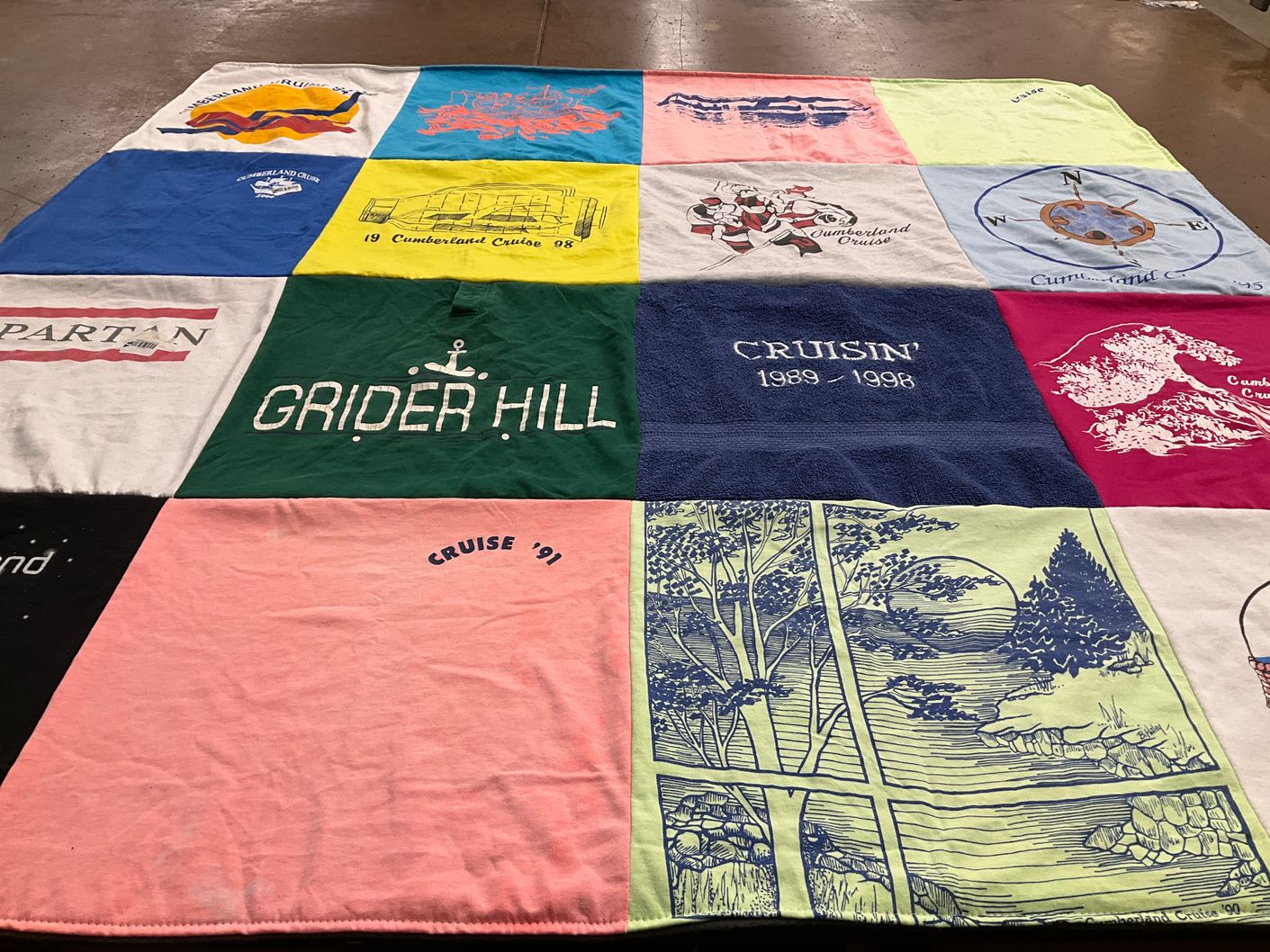 T-shirt quilt with cruising themes by Rachel from TN