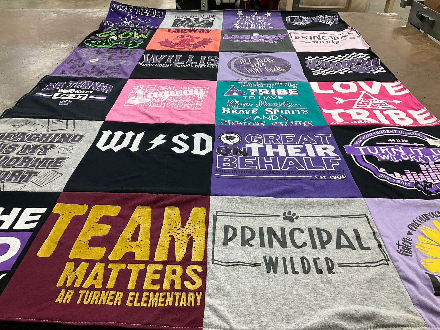 T-shirt quilt featuring wildcats by Kameron from TX