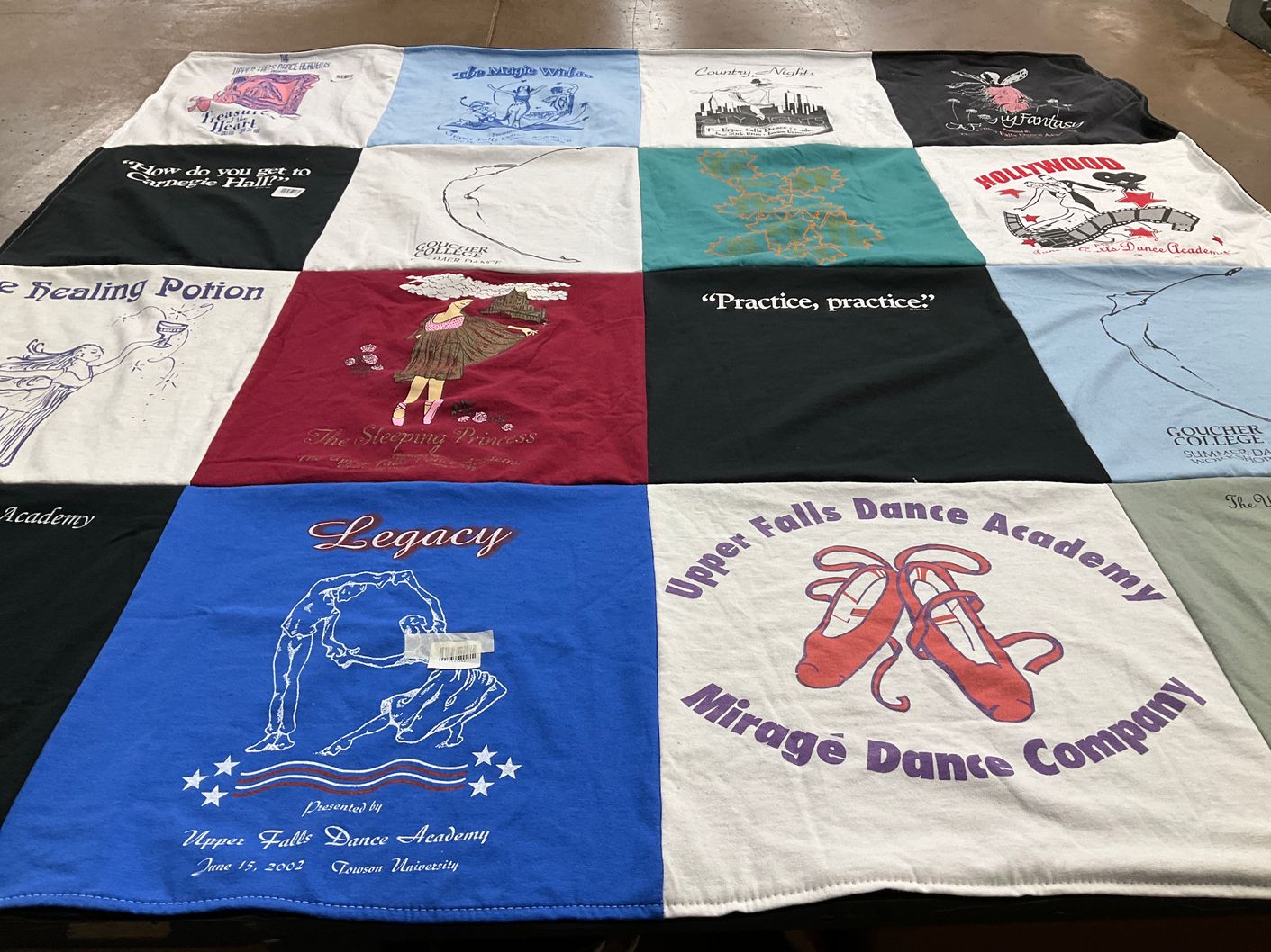 T-shirt quilt from goucher college by Teresa from MD