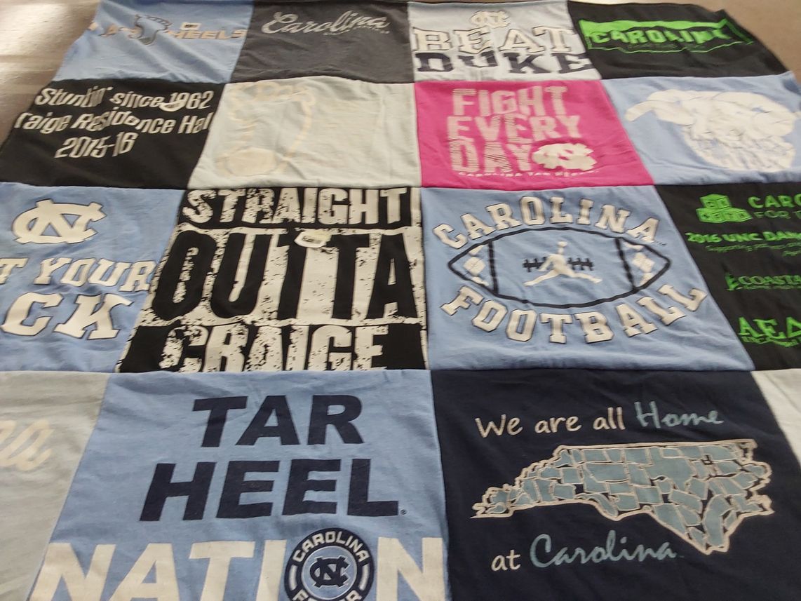 T-shirt quilt featuring university of north carolina tar heels by Jana from GA