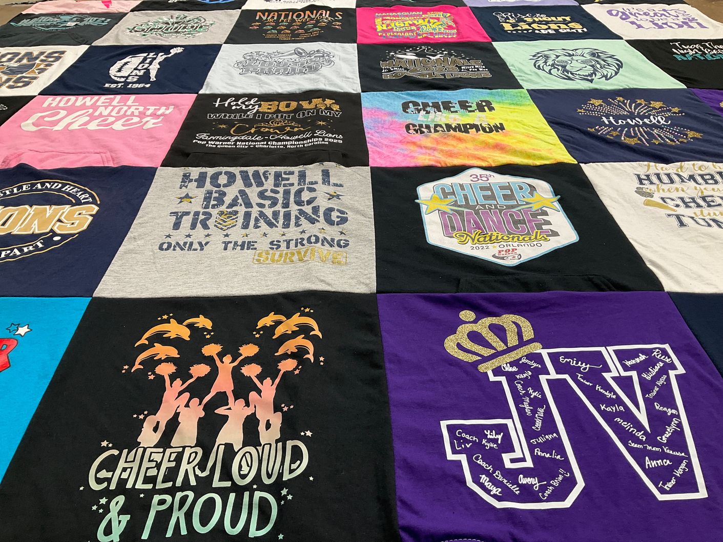 T-shirt quilt featuring howell cheer team by Danielle from NJ