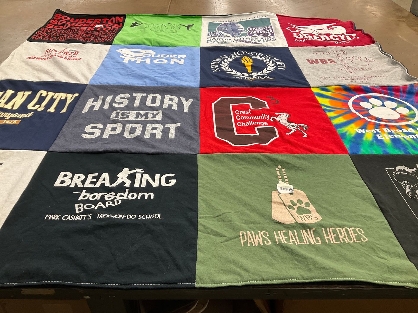 T-shirt quilt from souderton area high school, gwynedd mercy university by Susan from PA