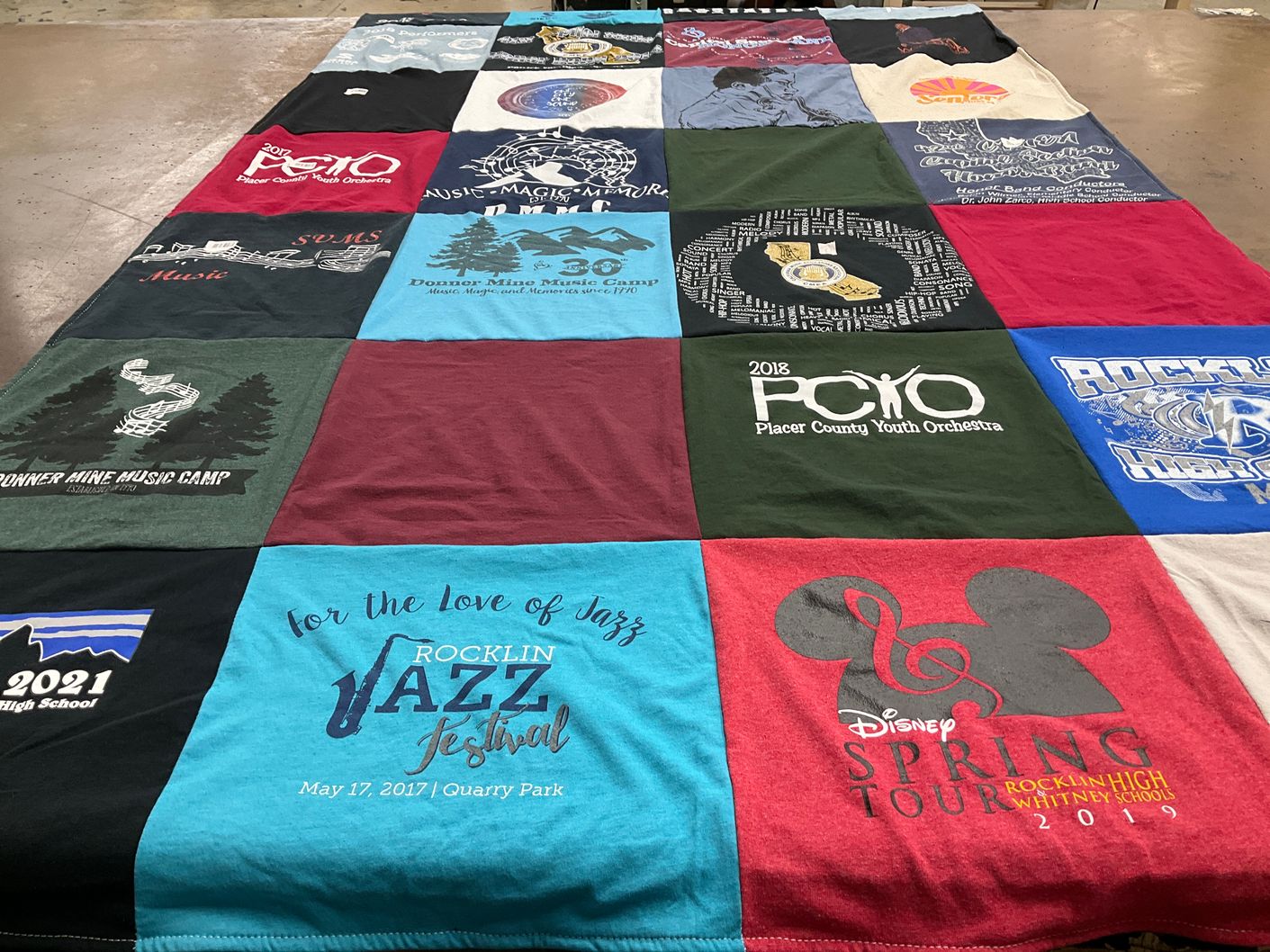 T-shirt quilt from rocklin high school by Christine from CA