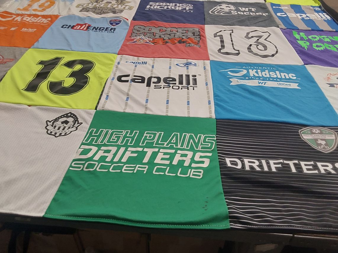 T-shirt quilt featuring high plains drifters soccer club by Tillarie from TX