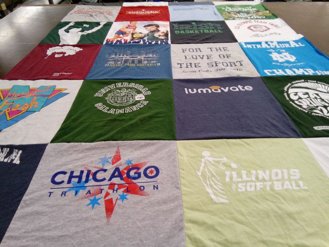 T-shirt quilt featuring illinois university softball, notre dame basketball by Clare from IL