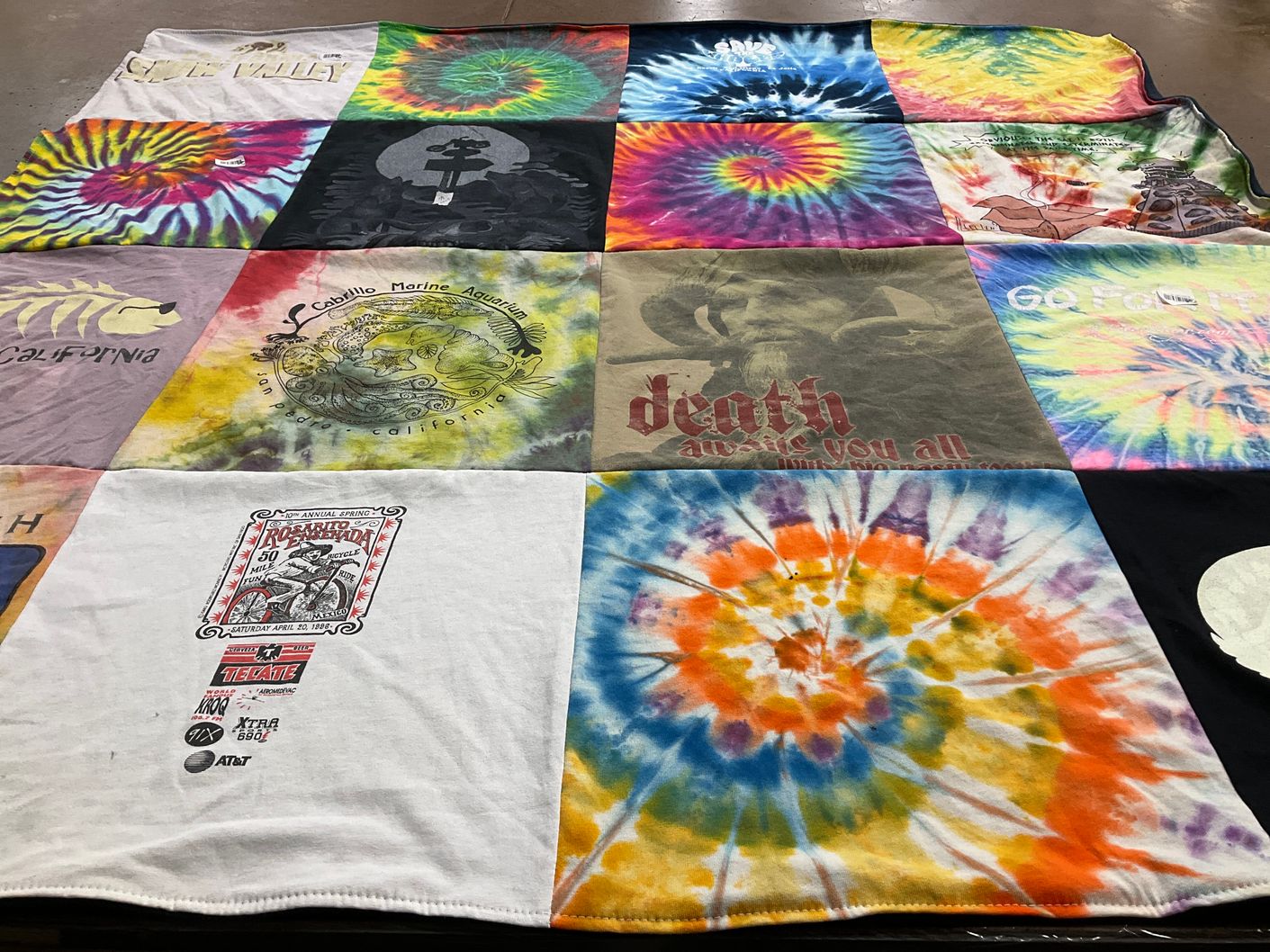T-shirt quilt with marine life, environment themes by Claudia from CA