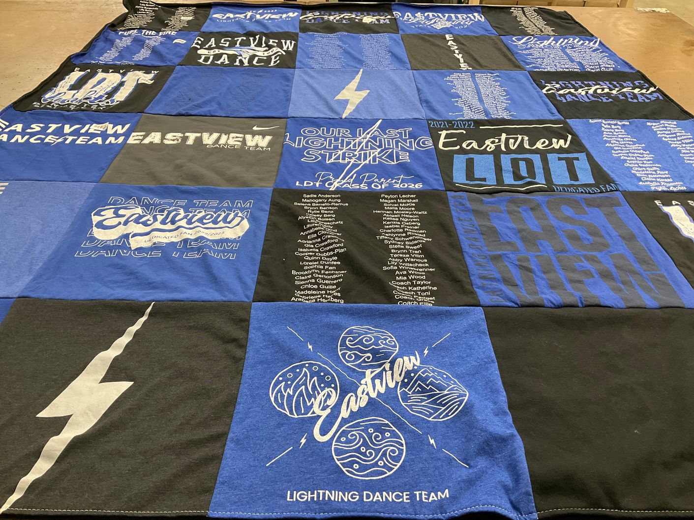 T-shirt quilt featuring eastview dance team by Stacey from MN