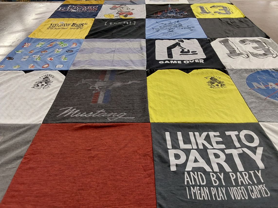 T-shirt quilt featuring davis soccer team by Rebecca from PA