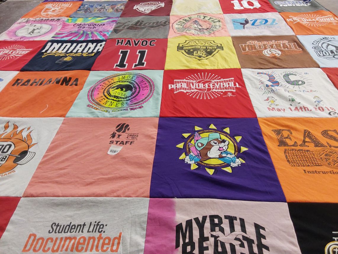 T-shirt quilt featuring indiana university, havo volleyball by Heather from IN