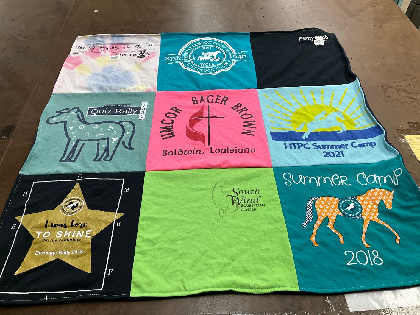 T-shirt quilt with horses, equestrian themes by Ella from TX