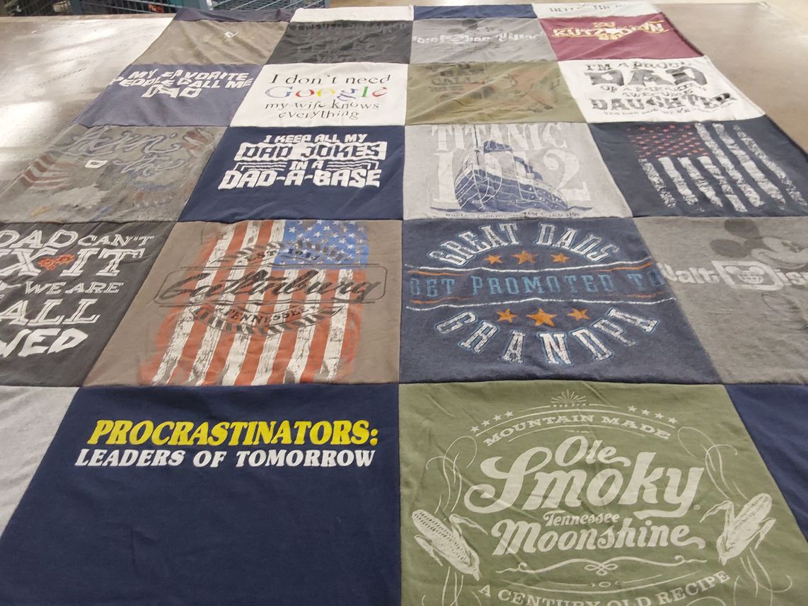 T-shirt quilt with humor, family themes by LINDA from PA