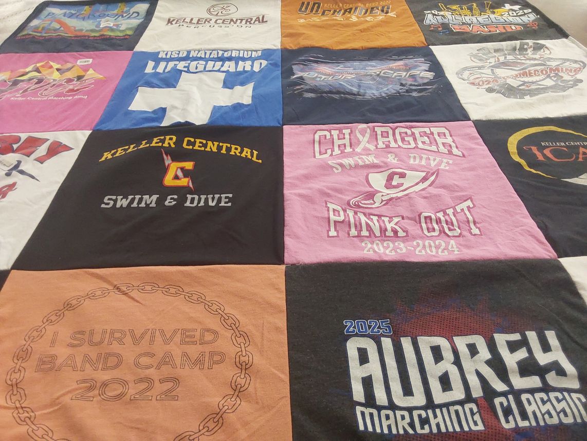 T-shirt quilt featuring keller central swimming and diving by Danielle from TX