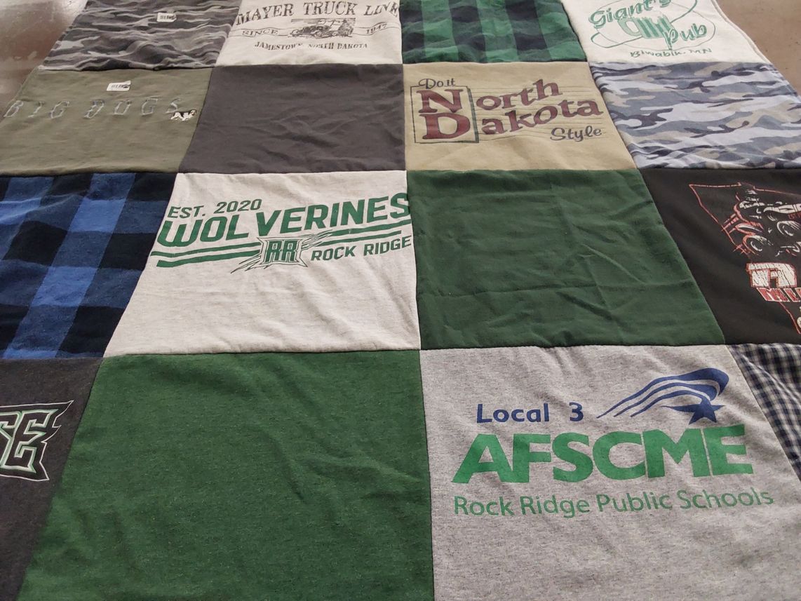T-shirt quilt from rock ridge public schools by Vivian from MN