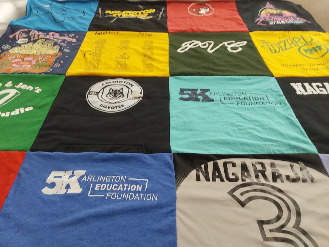 T-shirt quilt featuring arlington coyotes by Monica from MA