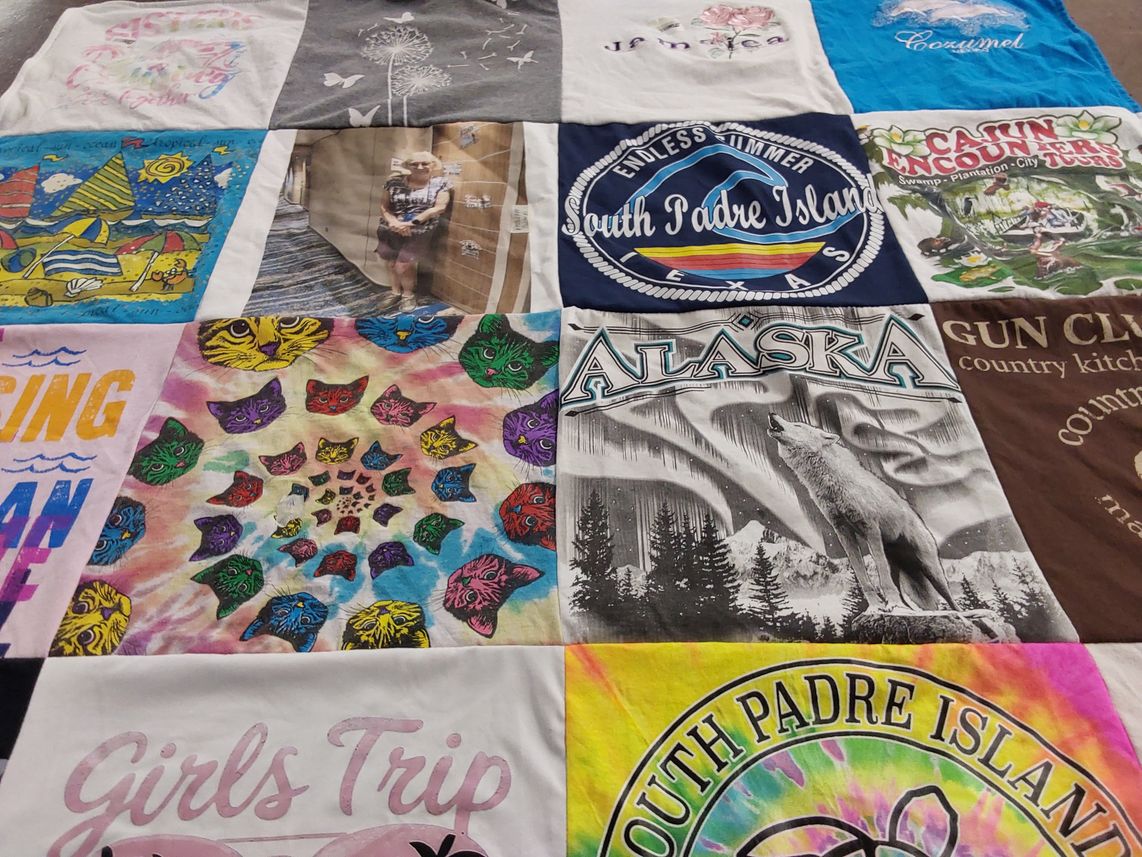 T-shirt quilt with travel, nature themes by Susan from WA