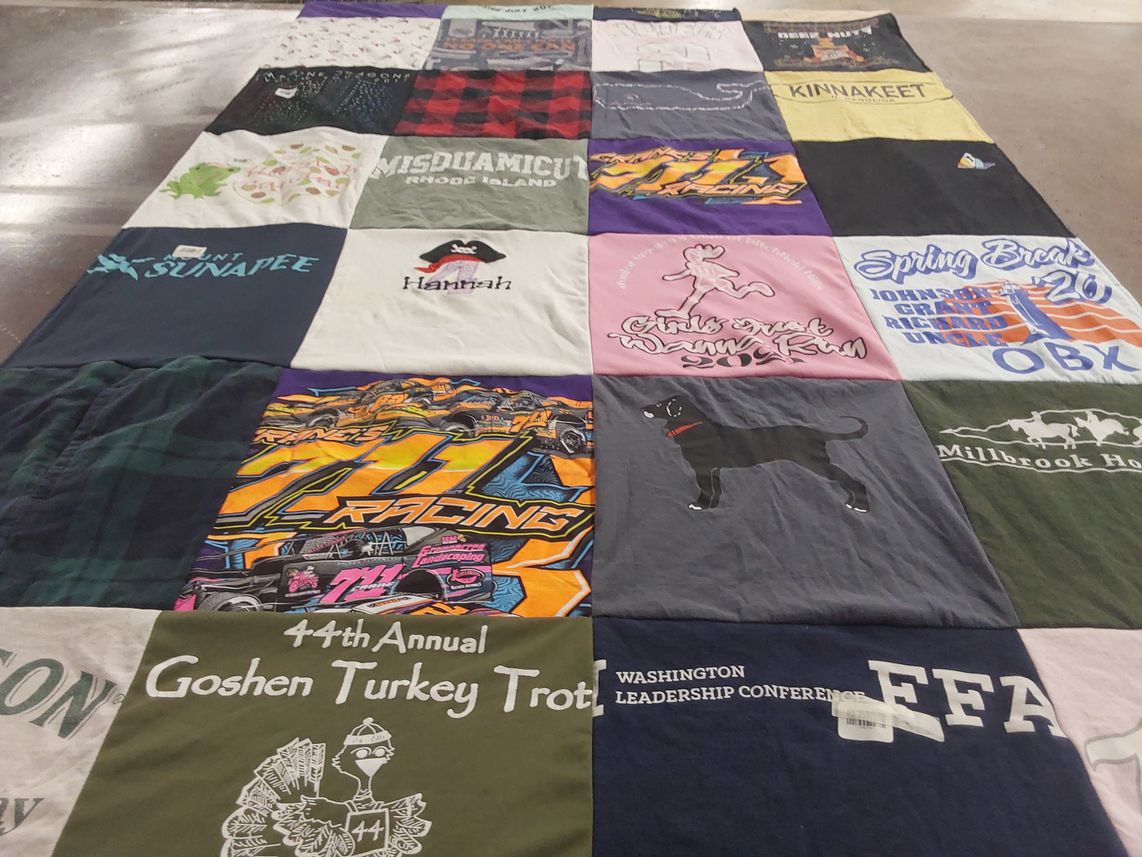 T-shirt quilt with racing, running themes by Beth from CT