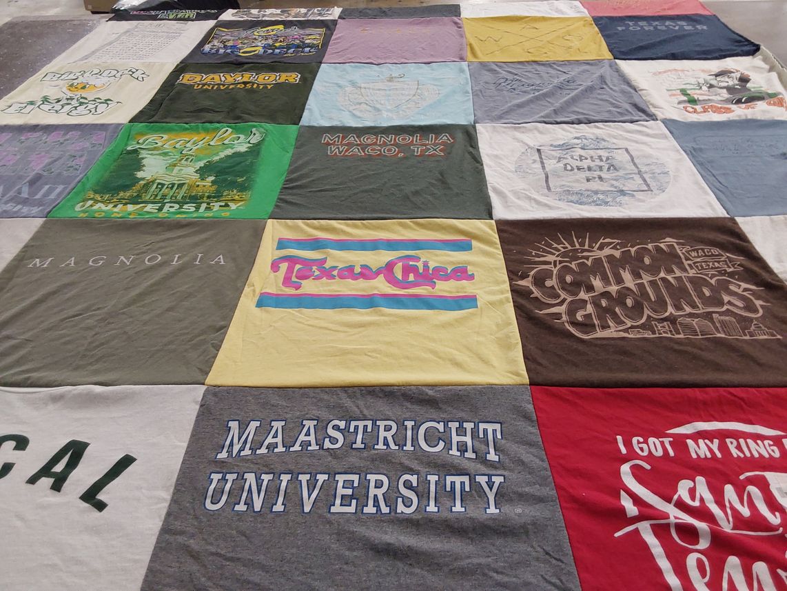 T-shirt quilt from baylor university, maastricht university by Alyssa from PA