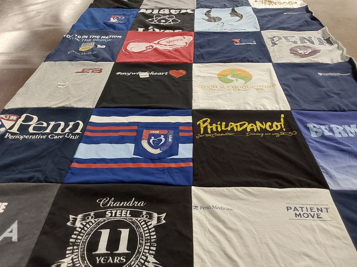 T-shirt quilt from university of pennsylvania by Chandra from PA