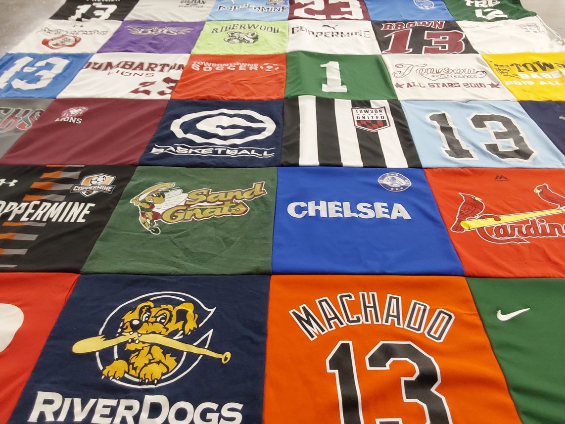 T-shirt quilt featuring towson united, chelsea football club by Tania from MD