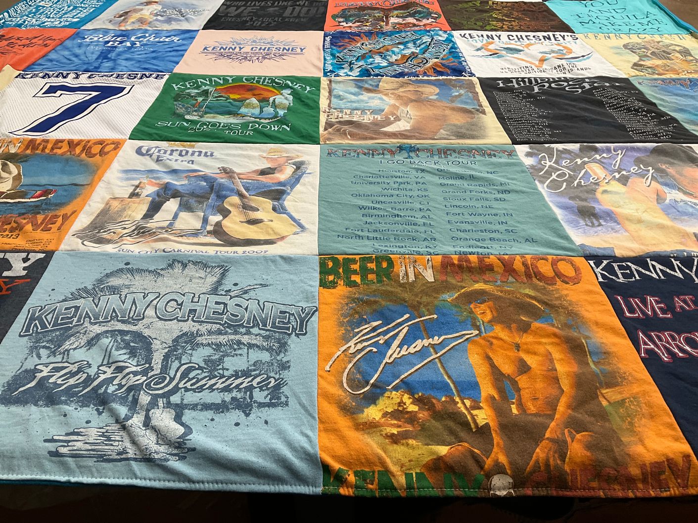 T-shirt quilt with country music, concerts themes by patricia from IA