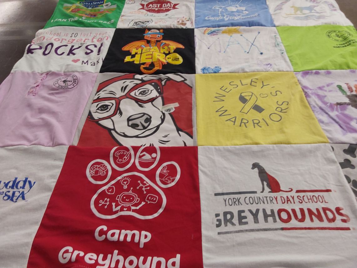 T-shirt quilt featuring york country day school greyhounds by Melissa from MD
